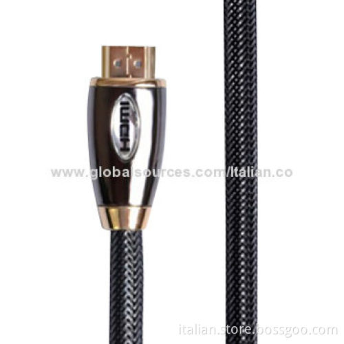 Gold-plated Metal Shell HDMI 2.0 Cable with Nylon Braid, Compatible with 3D and Ethernet